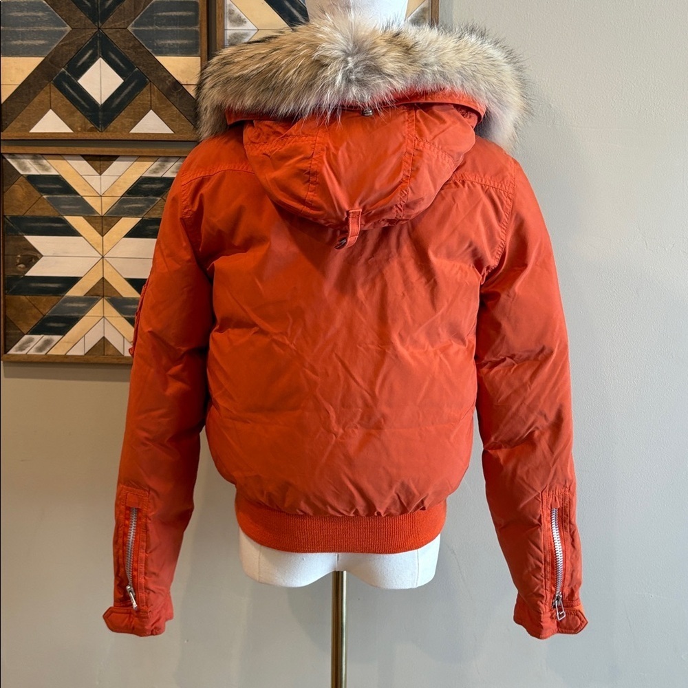 Vintage Ralph Lauren Orange Down Puffer with Coyote Fur Trim size Small *As-Is* - Picture 8 of 15
